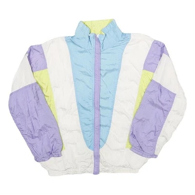 BOCCO Womens White Blue & Purple Lightweight Zip Jacket S Nylon Plain Vintage - Image 1 of 4