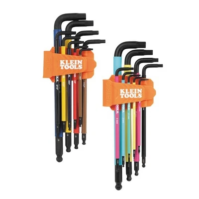 Klein Tools 18 Piece Color Coded Hex Key Set SAE and Metric Extra Long Wrenches - Image 1 of 4