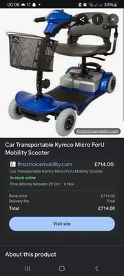 Kymco Komfy Mini Mobility Scooter with Front Basket - Image 1 of 3