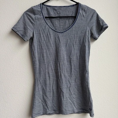 Camiseta IceBreaker Mujer S Azul Rayas Mezcla Lana Merino Senderismo Escalada Naturaleza Foto 1 de 4