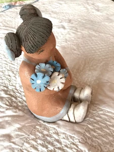 Native American Storyteller Figurine Micaceous Clay Pottery Signed - Picture 1 of 13