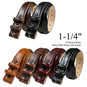 Genuine Full-Grain Cowhide Leather Dress Belt Strap with Snaps 1-1/4"(32mm) Wide - Picture 1 of 8