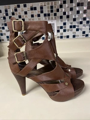 Ibiza Jeffrey Campbell Zapatos Tacones Altos Motociclista Tirantes Cremallera Trasera Talla 7 Gladiadores Foto 1 de 4