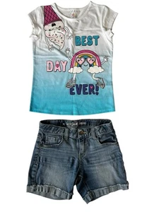 Girls Top And Shorts Set 365 Kids Garanimals Ice Cream Graphic T-shirt Cotton - Picture 1 of 10