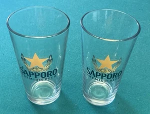 Sapporo Premium Bier 16 Unzen Bier Pint Gläser (2er Set) Hergestellt in Japan Brandneu! - Bild 1 von 1