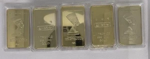 Egypt Cleopatra 1 Oz .999 24k Gold Plated New Commemorative Bar (Lot Of 5x) - Picture 1 of 4