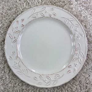 Target Home Dinner Plate 11" Stoneware White Floral leaf NEED HELP pattern????? - Picture 1 of 5