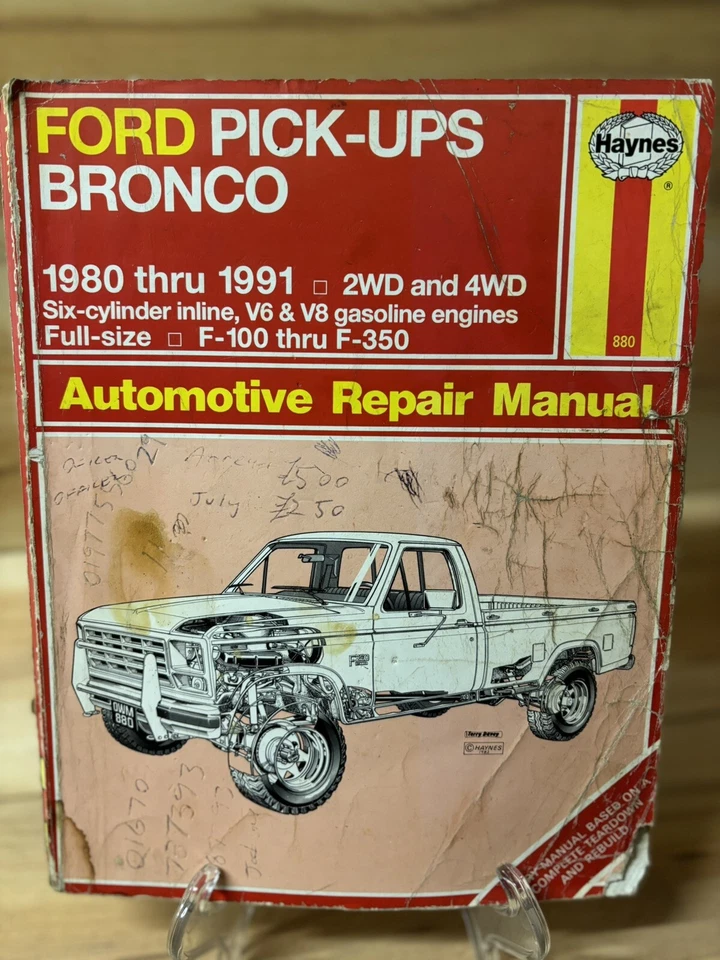 Ford Pick-Ups Bronco Truck 1980 - 1991 2WD 4WD Repair Manual Haynes poor sh51 - Image 1 of 4