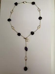 Amethyst And Gold Chain Lariat necklace - Picture 1 of 6