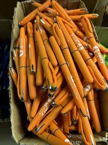 MISPRINT Orange Gentry GEL Bulk Lot of 100 Capped Black Ink Pens Soft Touch - Picture 1 of 5