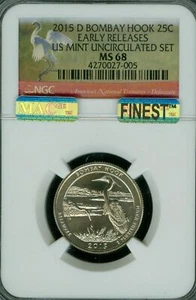 2015 D BOMBAY HOOK QUARTER NGC MS68 PQ ER MAC FINEST REGISTRY MAC SPOTLESS * - Picture 1 of 2