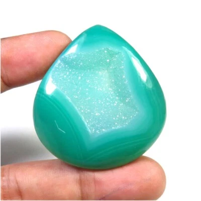 Piedra preciosa de ágata de ónix verde 42x39 mm geoda de ónix natural cabujón druzy 81 quilates OD-1244 Foto 1 de 4