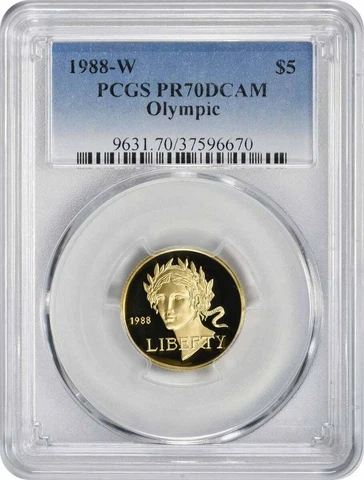 1988-W Olympic $5 Gold Five Dollar Proof Commemorative PR69DCAM PCGS Cover