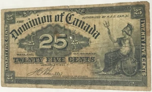 1900 Dominion of Canada - 25 Cents Fractional "Shinplaster" - P-9b - Picture 1 of 2