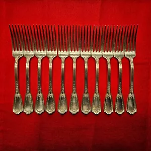 Reed & Barton Silver-Plate Silverware Lot of 11 Dinner Forks w/Silvercloth -RARE - Picture 1 of 14