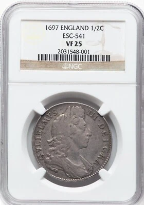 England - 1697 William III Half Crown - NGC VF25 - PLEASANT COLLECTOR GRADE! - Image 1 of 2