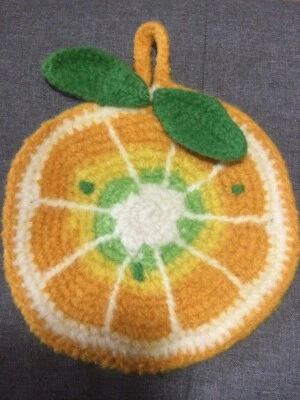 1  XXL Topflappen Zitrone Filz-Untersetzer gehäkelt gefilzt 25cm Schurwolle - Bild 1 von 3