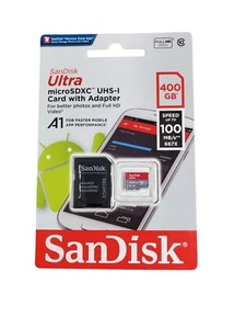 Carte SDXC Ultra Micro SD 400 Go Sandisk avec adaptateur A1 UHS-I 100 Mo/s - Photo 1 sur 2