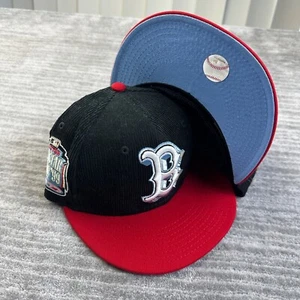 Boston Red Sox Hat Cap Mens Fitted 7 1/8 New Era Side Patch Corduroy Cooperstown - Picture 1 of 6