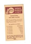 Hotel Fremont Casino 1970S Keno Players Instructions Las Vegas Nevada