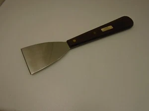 Mitsubishi Cutlery Long Wood Handle 3 inch Stiff Angled Stainless Steel Scraper - Picture 1 of 9