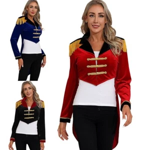 Womens Medieval Circus Ringmaster Costume Gothic Vintage Blazer Jacket Tailcoat - Picture 1 of 47