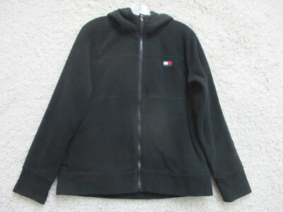 Спортивный свитер Tommy Hilfiger большой взрослый черный толстовка с капюшоном на молнии флис женский L - Изображение 1 из 4