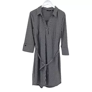Abito camicia donna Mlle Gabrielle taglia XL NUOVO nero bianco righe cintura - Foto 1 di 10
