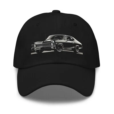 Black 1969 Chevy Nova Dad Hat – Classic Muscle Car Cap Gift for dads - Image 1 of 4