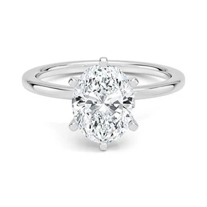 2.00 Carat OVAL Genuine Lab Grown Diamond Ring in 925 Silver CERTIFIED - Picture 1 of 5