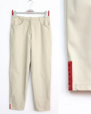 Prada Vintage 90s Beige Nylon Red Tab Sport Pants, Size 46 - Image 1 of 4