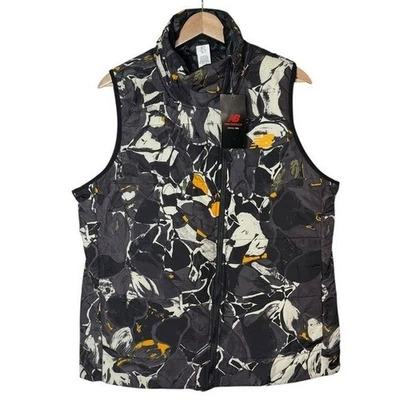 New Balance Floral Cremallera Completa Cuello Simulado Chaleco Puffer Chaqueta Talla L Nuevo con Etiquetas Negro Blanco Foto 1 de 4