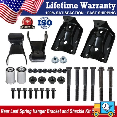 Rear Leaf Spring Hanger Bracket & Shackle Kit For Chevy Silverado GMC Sierra US - Image 1 of 4