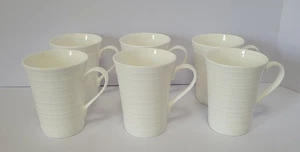 Set of 6 Mikasa "Swirl" White Bone China Coffee Cups 4.5" - Picture 1 of 3