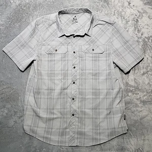 Camisa Gerry Para Hombre Gris Grande Con Botones A Cuadros Manga Corta Bolsillos Cuello - Imagen 1 de 9