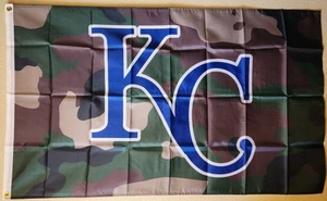 Kansas City Royals Camo Woodland Camouflage MLB Baseball Flag 3x5Ft W/ Grommets - Picture 1 of 2