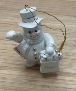 Vintage Lenox Enjoy the Season Snowman Figure Gold Trim 4" Tall - Picture 1 of 10