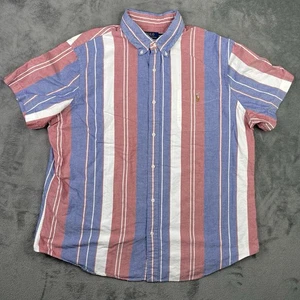 Polo Ralph Lauren Shirt Men 2XL Striped Pony Logo Short Sleeve Button Chambray - Picture 1 of 9