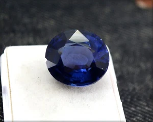 23.75 Ct Lab Created Ceylon VVS Blue Sapphire AA++ Cut Loose Gemstone S776A - Picture 1 of 6
