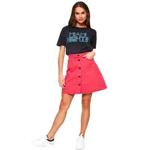 NWT Noisy May Button through Pink Denim Jean Skirt XS Extra Small - Picture 1 of 7