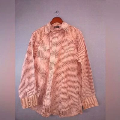 Classic Western-Style Pink Striped Button-Down Shirt with Pearl Snap Buttons - Image 1 of 4