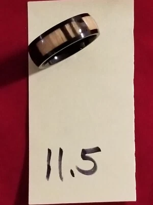 🔥Alianza de boda de titanio Metal Masters barril incrustación de madera de cebra 8 mm tamaño 11,5 Foto 1 de 3