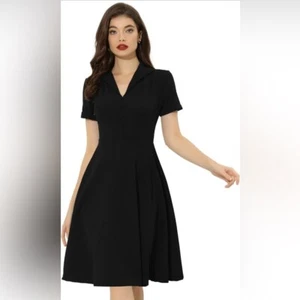 NEW Vintage Flat Collar Short Sleeve Fit & Flare Dress XL - Picture 1 of 6