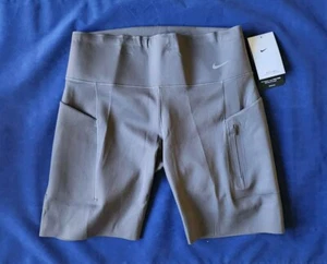 NIKE GO WOMENS RUNNING FIRM SUPPORT MID RISE BIKER 8”SHORTS GRAY #DQ5925-NWT - Picture 1 of 9