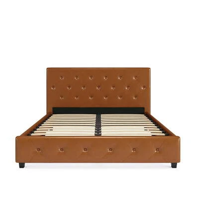 Base De Cama Tapizada Queen Size PU Piel Con Cabecero Modernas Baratos En Oferta Foto 1 de 4