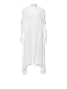 Donna Karan White Long Shirt Midi Dress Short Sleeve Lined Size Small - Picture 1 of 8