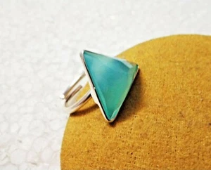 Natural Aqua Chalcedony Gemstone 925 Sterling Ring Valentine's/Anniversary Gift - Picture 1 of 4