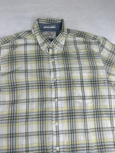 Nautica Men's Yellow-Blue Plaid Short Sleeve Button Down Size Large. L - Picture 1 of 9