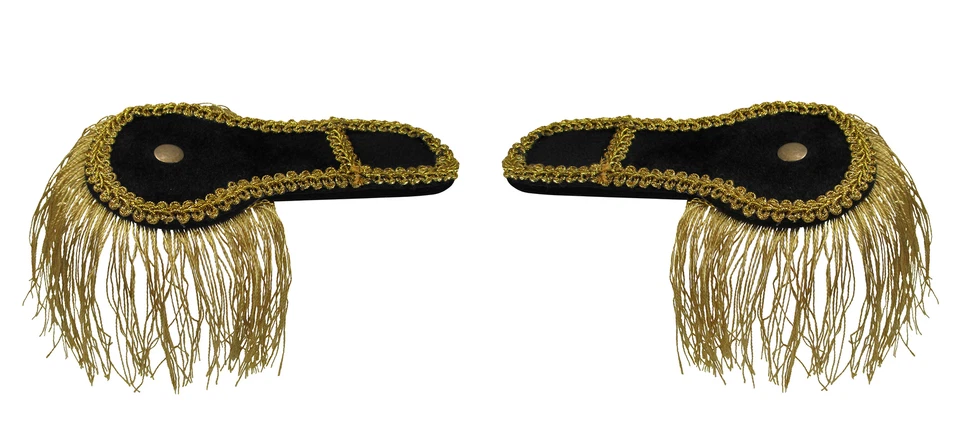 Ringmaster Black Shoulder Epaulettes Gold Fringe Boards Costume Accessories - Image 1 of 1