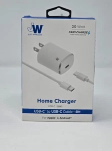 Just Wireless 20W 1-Port USB-C Home Charger with 6' USB-C to USB-C Cable - white - Picture 1 of 3